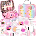 Mess-Free Toddler Pretend Makeup Kit – 15pc Fake Makeup Set with Cat-Themed Carrying Case