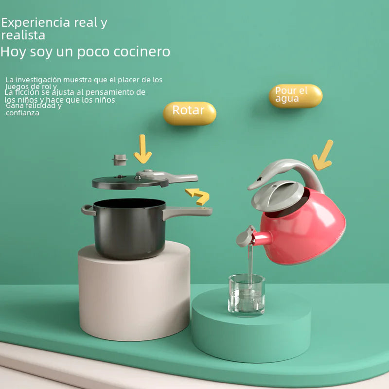 Kids Kitchen Toy Set with Realistic Cooking Accessories