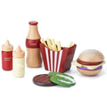 Toywoo 10pc Wooden Build-a-Burger Set – Stackable Pretend Play Fast Food Toy for Toddlers