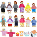 ONEST 18-Piece Wooden Dollhouse Family Set – Diverse Mini People Figures for Pretend Play & Education