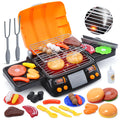 CUTE STONE 2-Layer Kids BBQ Grill Playset – Realistic Mist Smoke, Sizzling Sounds & Color-Changing Play Food