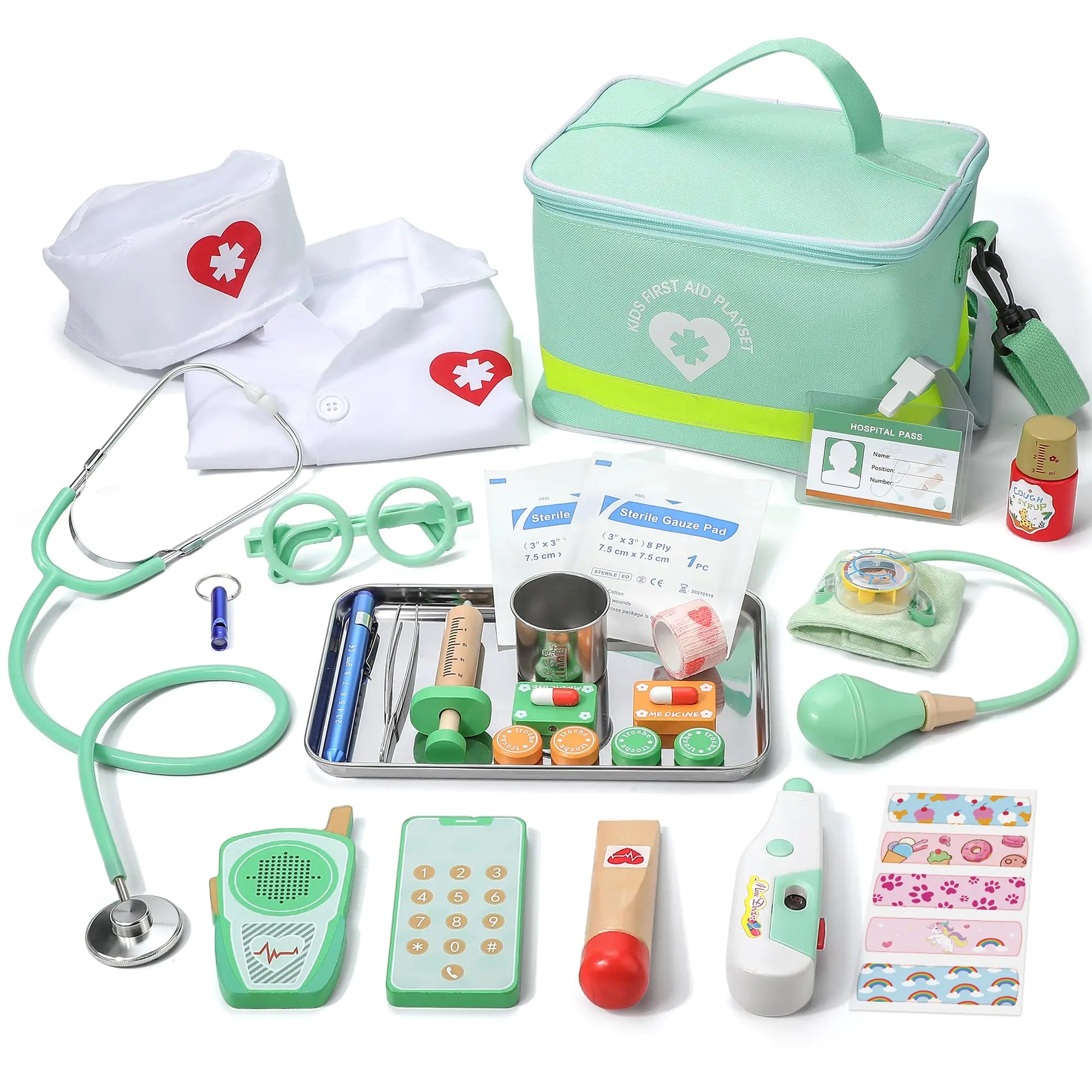 Liberry 13pc Kids Doctor Kit – Realistic Medical Playset with Working Stethoscope & Storage Bag for Toddlers Aged 3-5