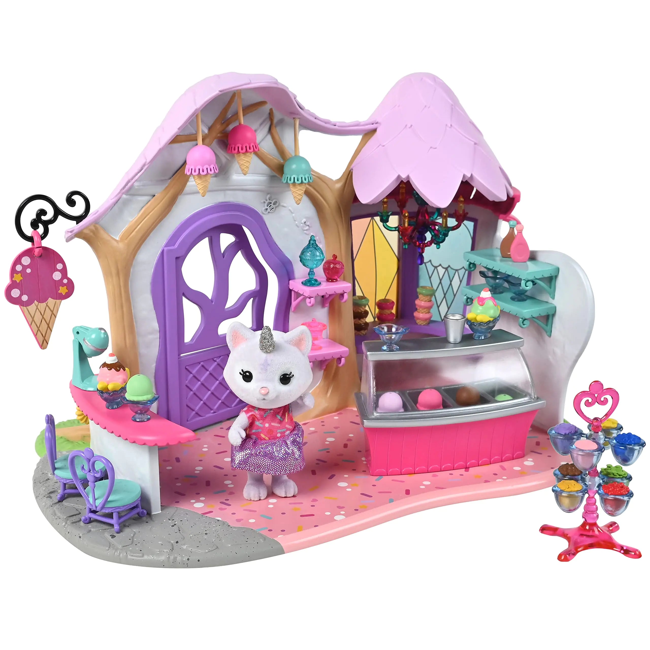 Sunny Days Entertainment Honey Bee Acres Rainbow Ridge Crystal’s Ice Cream Shop – 36 Furniture Accessories with Exclusive Unicorn Figure