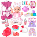 AuntyFey 12" Soft Baby Doll with 10pc Accessory Set – Realistic Toddler Pretend Play Kit with Bottle, Pacifier & Diaper Bag