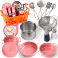 Veitch Fairytales 14pc Stainless Steel Kids Pots and Pans Set – Colorful & Durable Toddler Kitchen Accessories