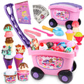 Magic4U 48pc Kids Ice Cream Cart – Realistic Scoop & Serve Shop with Magnetic Scooper, Toppings & Cones